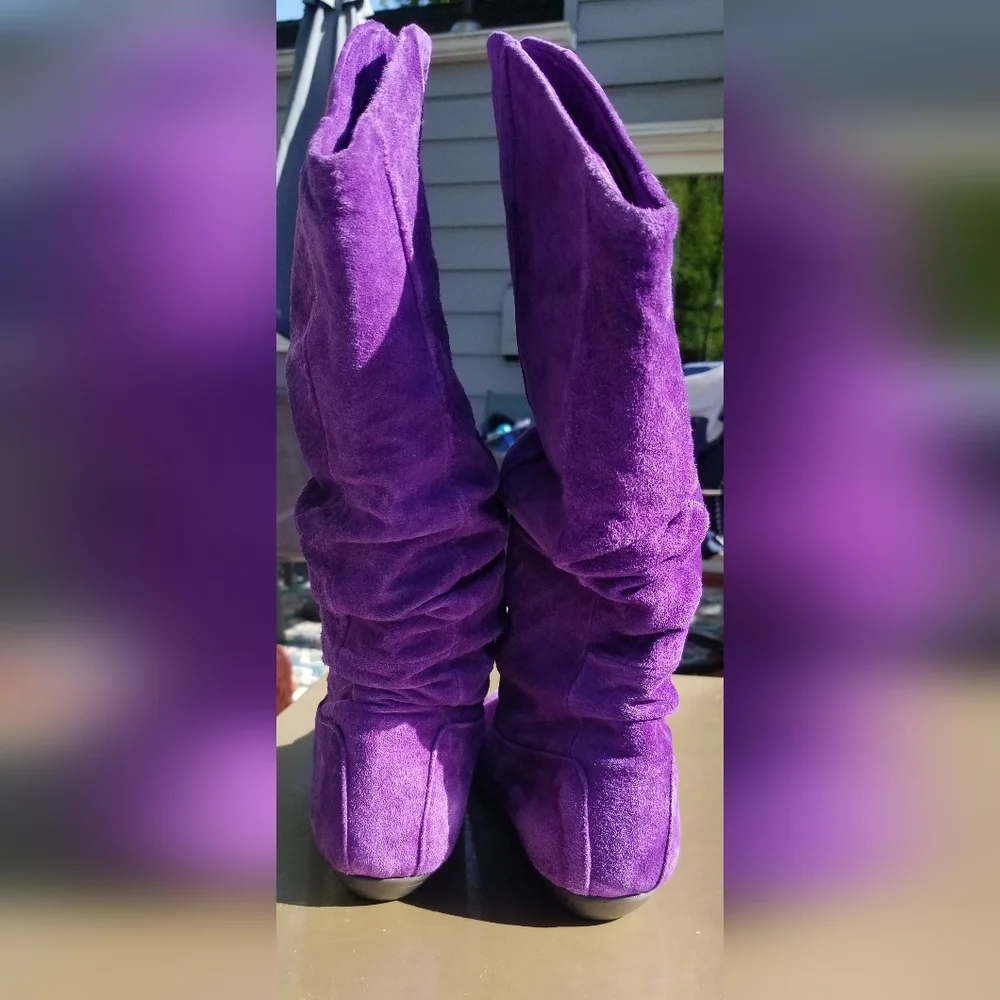 Purple Women's Flat Boots - Picture 6 of 11